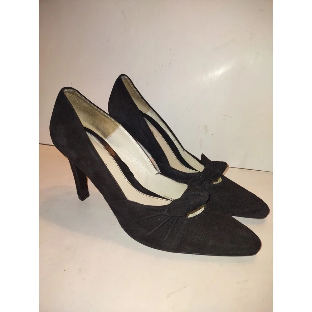 Banana Republic Lillian Black Suede Bow Pumps, High Heels Women's Size 7.5